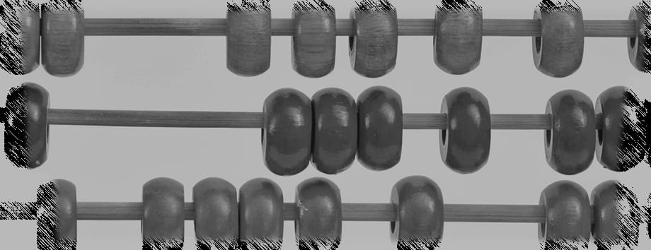 Cropped grayscale image of an abacus